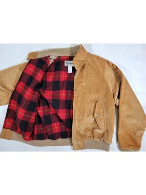 Vtg LL Bean USA Corduroy Wool Plaid Lined Harrington Full Zip Bomber Jacket 44